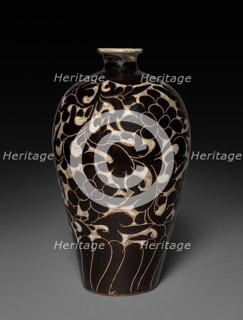 Vase with Peony Decoration: Cizhou ware, 11th-12th Century. Creator: Unknown.