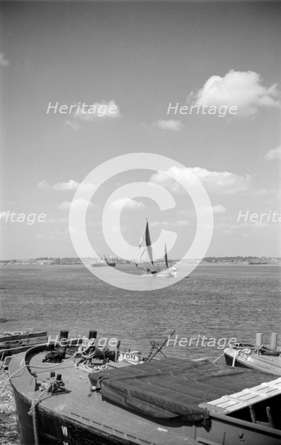 Barges on the Thames at Tilbury, Essex, c1945-c1965. Artist: SW Rawlings