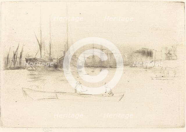 Steamboats off the Tower, 1875. Creator: James Abbott McNeill Whistler.