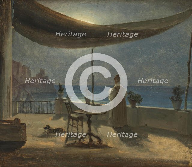 A Terrace in Amalfi in Moonlight, probably 1834. Creator: Thomas Fearnley.