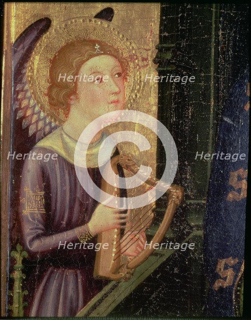 Altarpiece of the Virgin of Abella de la Conca, detail of a musician angel.