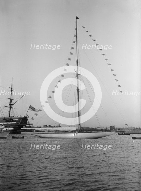 'Istria' moored with dressing flags, 1912.  Creator: Kirk & Sons of Cowes.