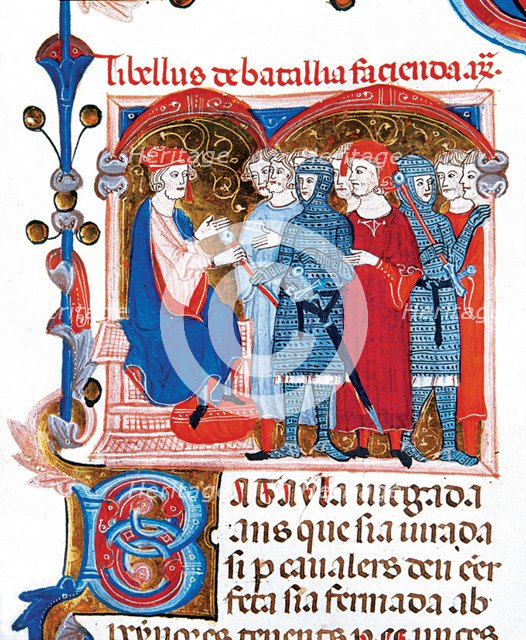 King delivering battle titles, confirmation of the privileges, customs and memories of Pere Alber…