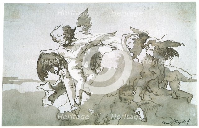 'Cupids with Doves and a Torch', 17th centruy. Artist: Giovanni Battista Tiepolo
