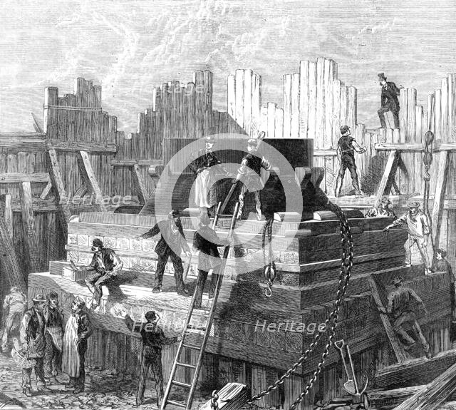 Building the platform for Nasmyth's 25-ton Steam-Hammer, in the Gun Factory, Woolwich Arsenal, 1872. Creator: Unknown.