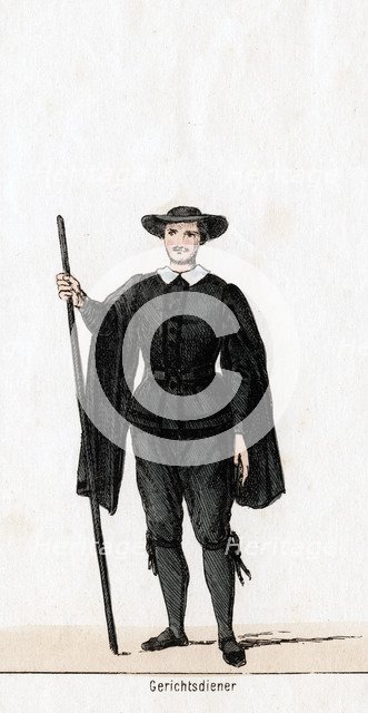 Court usher, costume design for Shakespeare's play, Henry VIII, 19th century. Artist: Unknown