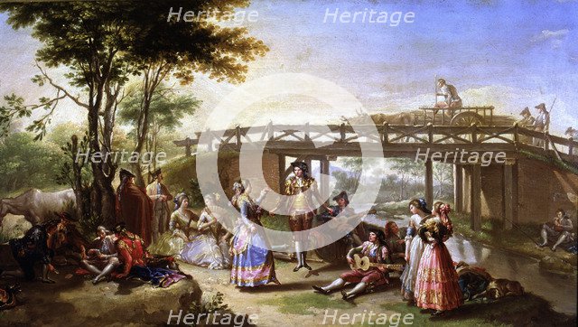  'The bridge of the Canal of Madrid', 1784, detail of Painting by Francisco Bayeu.