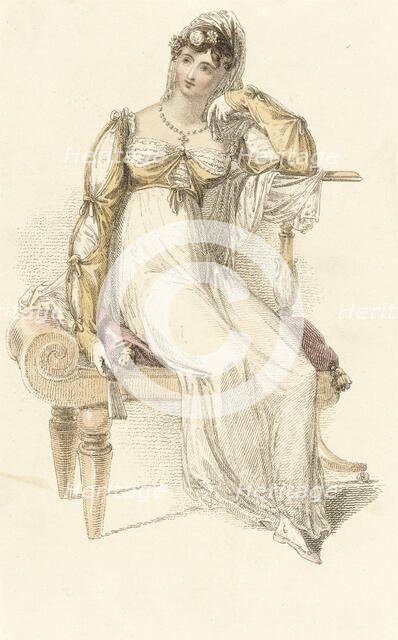 Fashion Plate (Evening Dress), 1813. Creator: Rudolph Ackermann.