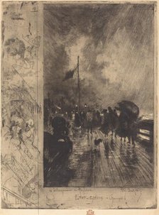 Un Débarquement en Angleterre (Landing in England), 1879. Creator: Felix Hilaire Buhot.