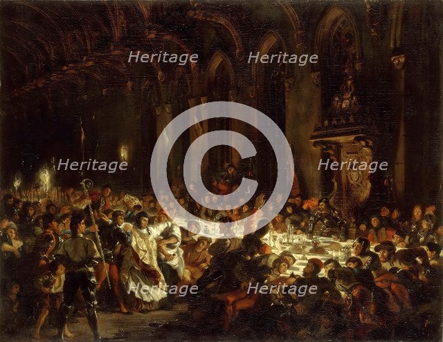 The Assassination of the Bishop of Liège. Artist: Delacroix, Eugène (1798-1863)