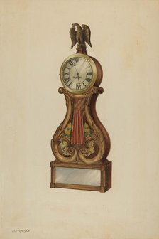 Lyre Clock, c. 1938. Creator: Isidore Sovensky.