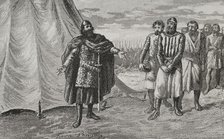 Count Berenguer Ramón II before El Cid, 1890.  Creator: Joan Serra y Pausas.