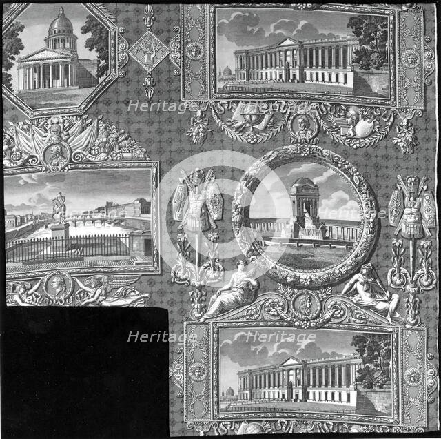 Les Monuments de Paris (The Monuments of Paris) (Furnishing Fabric), France, 1816/18. Creator: Christophe-Philippe Oberkampf.