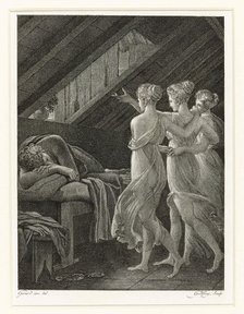 Daphnis dreams about three nymphs , 1800. Creator: Godefroy, Jean (1771-1839).
