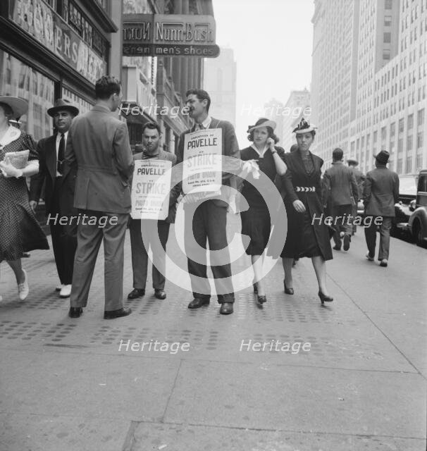 Four firms being picketed, 42nd Street, New York City, New York, 1939. Creator: Dorothea Lange.