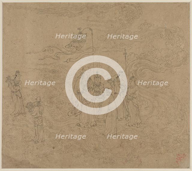 Album of Daoist and Buddhist Themes: Procession of Daoist Deities: Leaf 7, 1200s. Creator: Unknown.