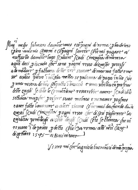 Letter by Michelangelo Buonarroti, 1545 (1865).Artist: Frederick George Netherclift