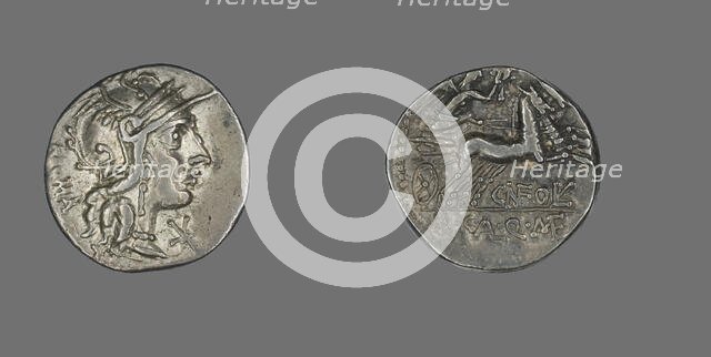 Denarius (Coin) Depicting the Goddess Roma (?), 117-116 BCE. Creator: Unknown.