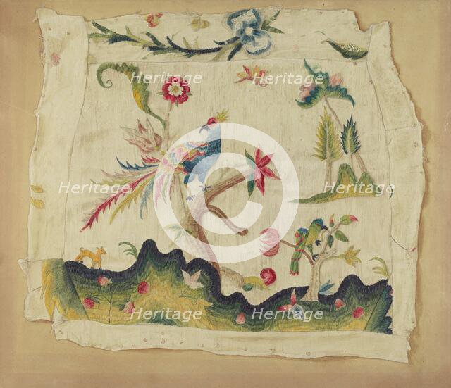 Crewel Embroidered Chair Seat, c. 1936. Creator: Phyllis Dorr.