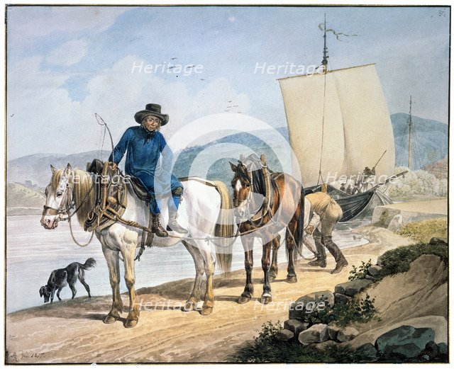 'A Horse And Cart at the River', 1817.  Artist: Johann Adam Klein