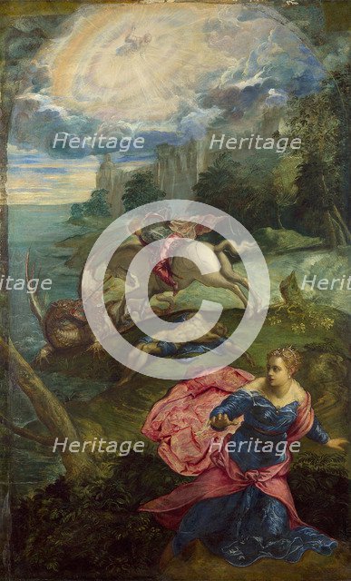 Saint George and the Dragon, ca 1555. Artist: Tintoretto, Jacopo (1518-1594)