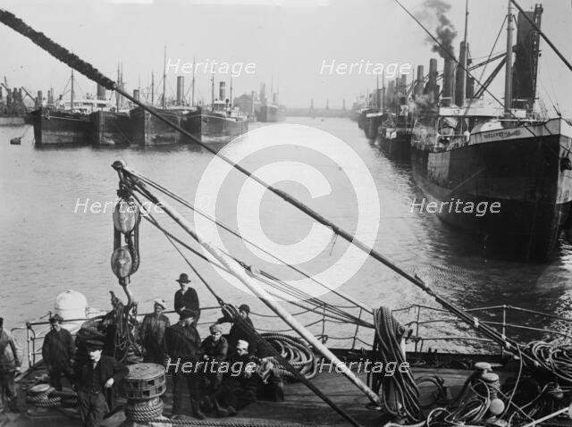 British Strike - coal ships tied up at Cardiff, between c1910 and c1915. Creator: Bain News Service.