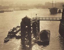 Blackfriars Pier. From the album: Photograph album - London, 1920s. Creator: Harry Moult.