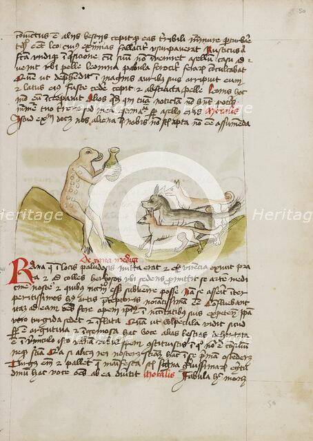 A Frog Sitting on a Hill Receiving a Vessel from a Group of Animals, third quarter of 15th century. Creator: Unknown.