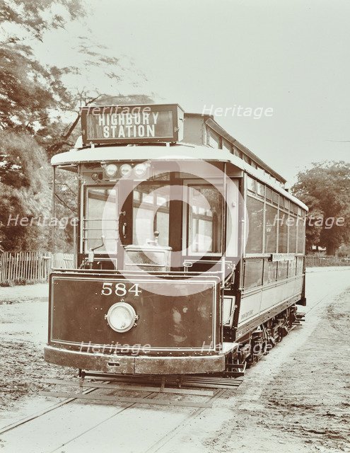 Single-decker electric tram, 1907. Artist: Unknown.