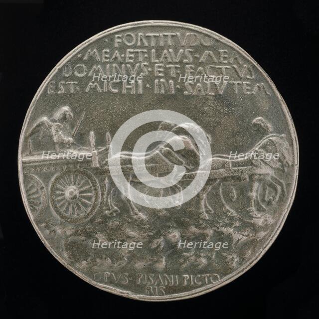 Angel in a Car Drawn by Horses [reverse], c. 1449. Creator: Pisanello.