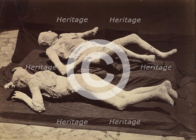 [Plaster Casts of Bodies, Pompeii], ca. 1875. Creator: Giorgio Sommer.