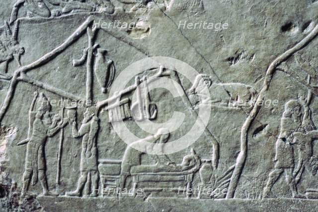 Assyrian relief of a military camp. Artist: Unknown