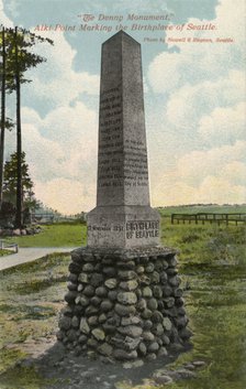 'The Denny Monument, Alki Point Marking the Birthplace of Seattle', Washington, USA, 1911. Artist: Unknown