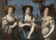 Three nieces of Cardinal Mazarin: Olympia (L), Hortense (Center) and Marie Mancini (R), 17th cent. Creator: Anonymous ().