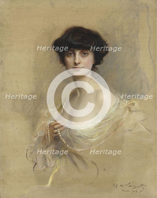 Portrait of Anna-Elisabeth, Comtesse Mathieu de Noailles (1876-1933), 1913. Creator: László, Philip Alexius de (1869-1937).