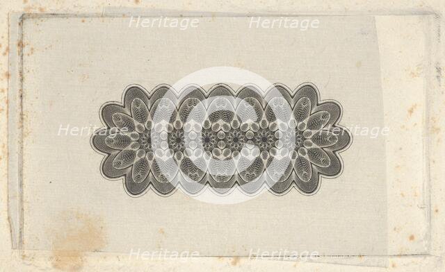 Banknote motifs: panel of lathe work ornament with rounded ends, with a repeating f..., ca. 1824-42. Creator: Durand, Perkins & Co.