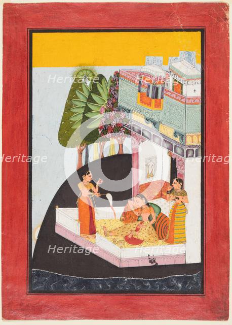 A Disconsolate Lady on a Terrace with Attendants, c. 1730. Creator: Unknown.