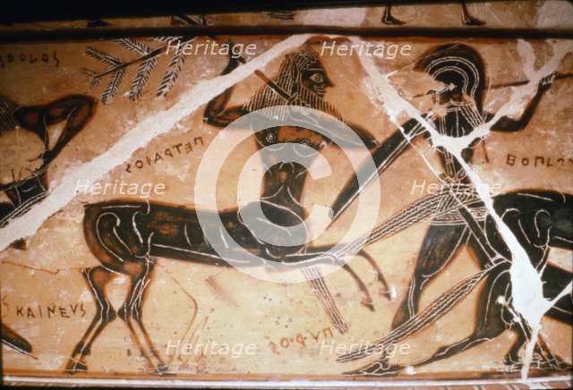 Detail from the Francois Vase, Satyr and Warrior fighting, c6th century BC.  Artists: Ergotimos, Kleitias.