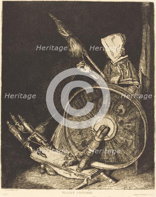 Fileuse Bretonne (Breton Spinner), 1861. Creator: Francois Bonvin.