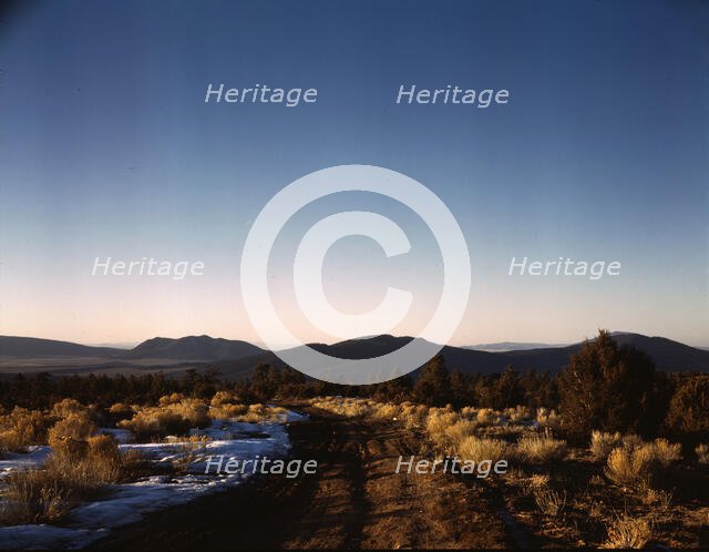 Vista westward over the Rio Grande valley from the foot...near Questa, Taos County, New Mexico, 1943 Creator: John Collier.