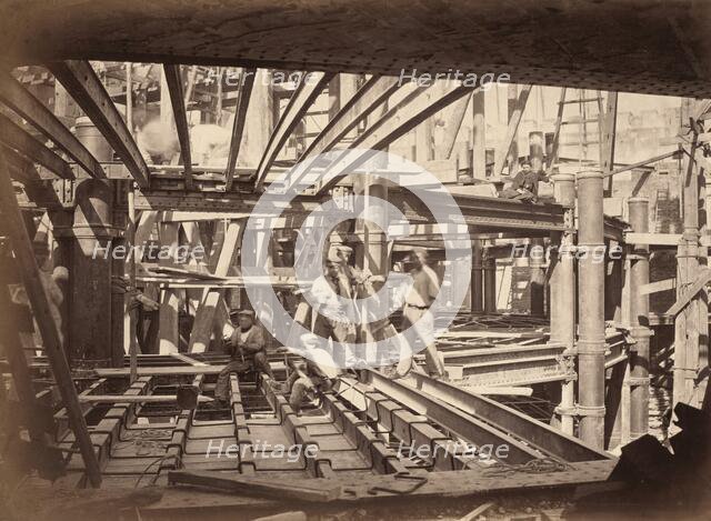 Workers on Girders of Auditorium, New Paris Opera, c. 1867. Creators: Louis-Emile Durandelle, Hyacinthe César Delmaet.