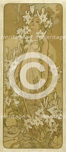 The lily (From the Series Flowers), 1898. Creator: Mucha, Alfons Marie (1860-1939).