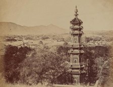 View of the Summer Palace Yuen Min Yuen, Pekin, Showing the Pagoda..., October 1860, 1860. Creator: Felice Beato.