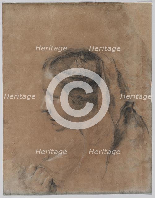 Head of a Woman in Profile with a Scarf. Creator: Giovanni Battista Piazzetta (Italian, 1682-1754).