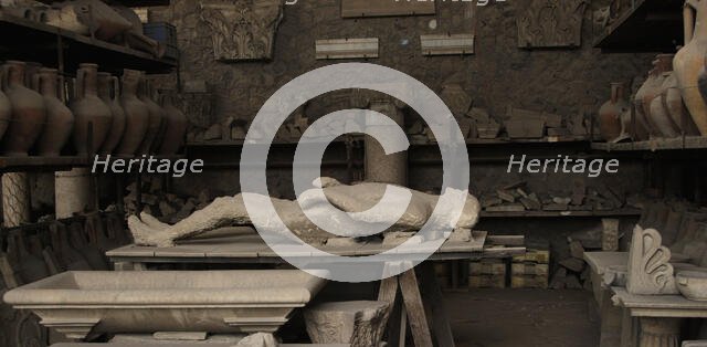 Plaster cast of human remains, Pompeii, Italy, 2009.  Creator: LTL.