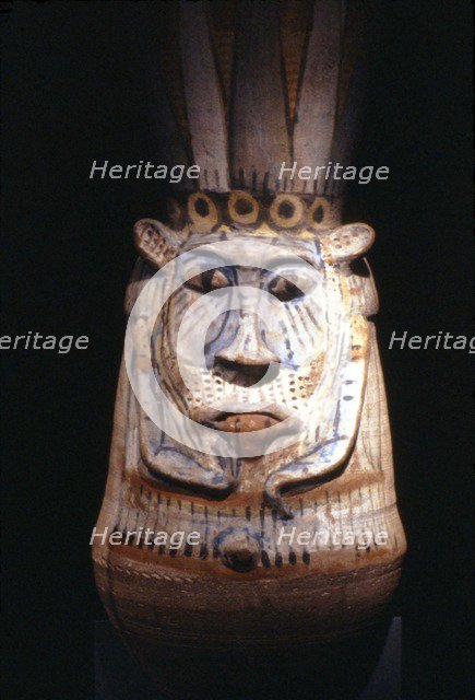 Painted Figure of Egyptian God Bes. Artist: Unknown.