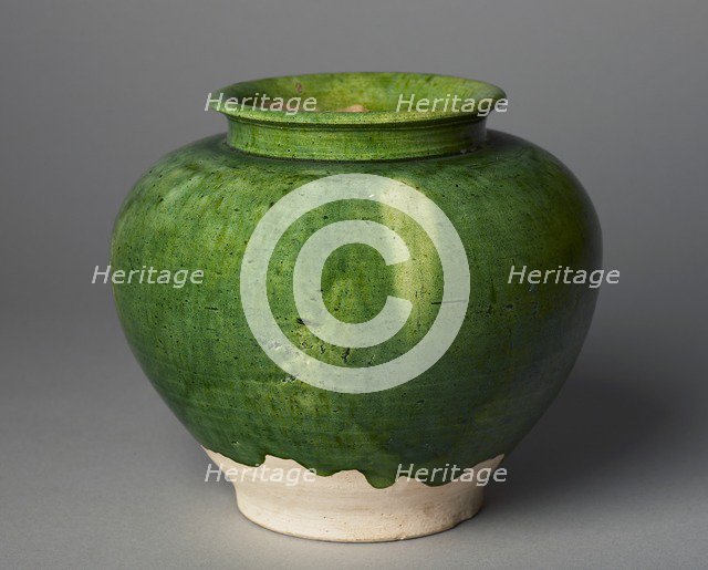 Green-glazed jar, 8th century. Artist: Unknown.