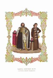 Boyar Clothing of the XVII century. The Princes Repnin. From the Antiquities of the Russian State, 1 Creator: Solntsev, Fyodor Grigoryevich (1801-1892).