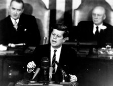 Kennedy Giving Historic Speech to Congress, 1961. Creator: NASA.