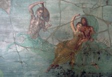 Roman wall-painting of Neptune and Amphitrite on the tail of a Triton. Artist: Unknown